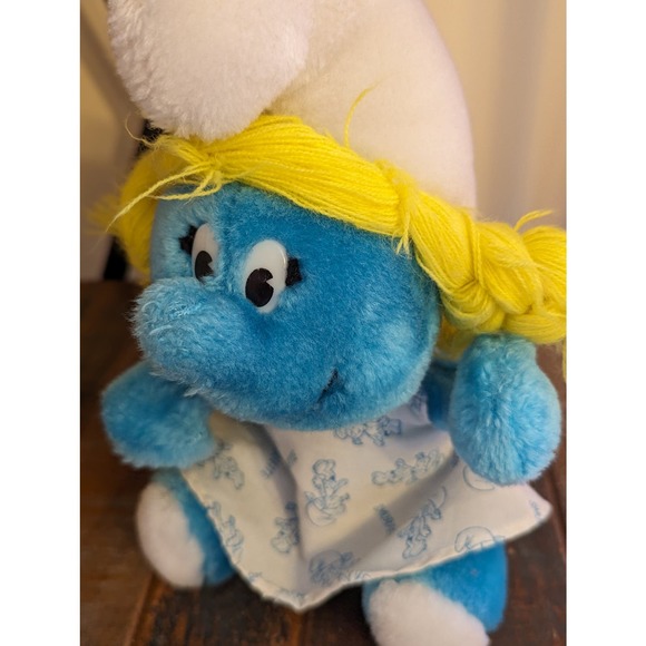 Vintage 1981 Smurfette Smurf Peyo Wallace Berrie & Co. Stuffed Plush Toy 10" - Picture 7 of 10